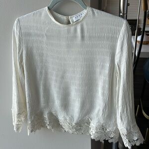 Sandro Paris off white lace trim top